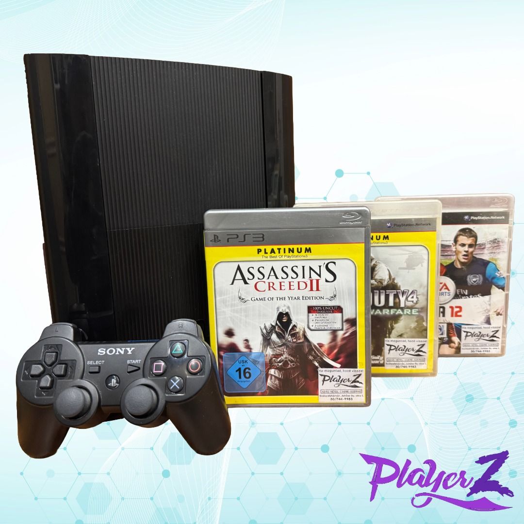 PlayStation 3 Super Slim 500GB (CECH-4004C) + 3 db Ajándék játék